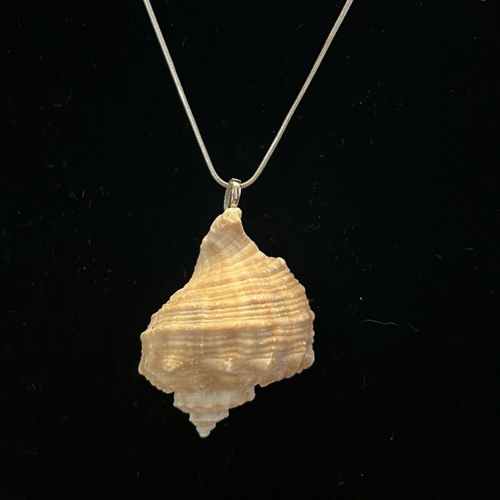 Handcrafted Natural Seashell Pendant Necklace on choice of necklace.